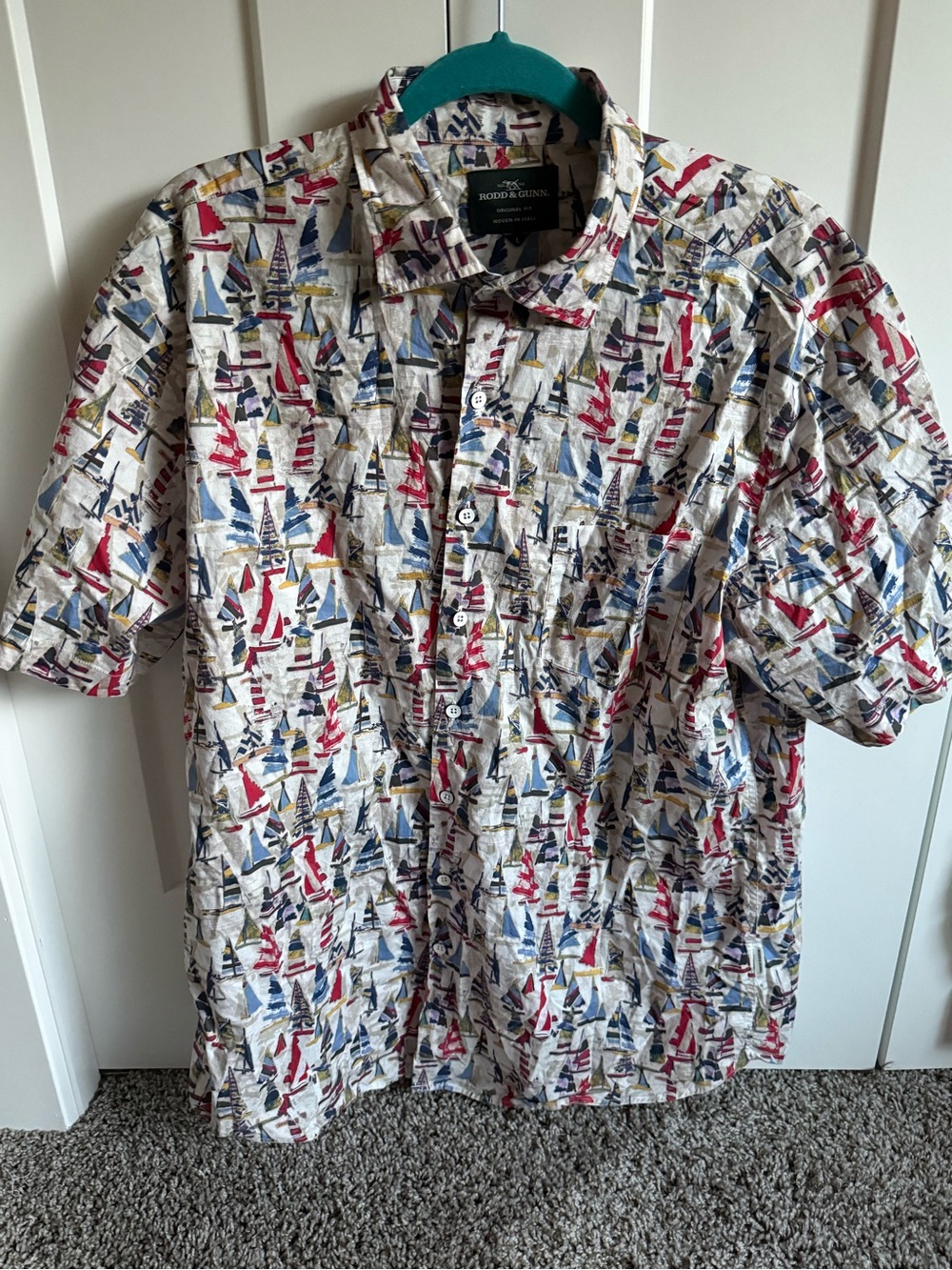 Rodd & Gunn Men’s White Nautical Print Short Sleeve Shirt